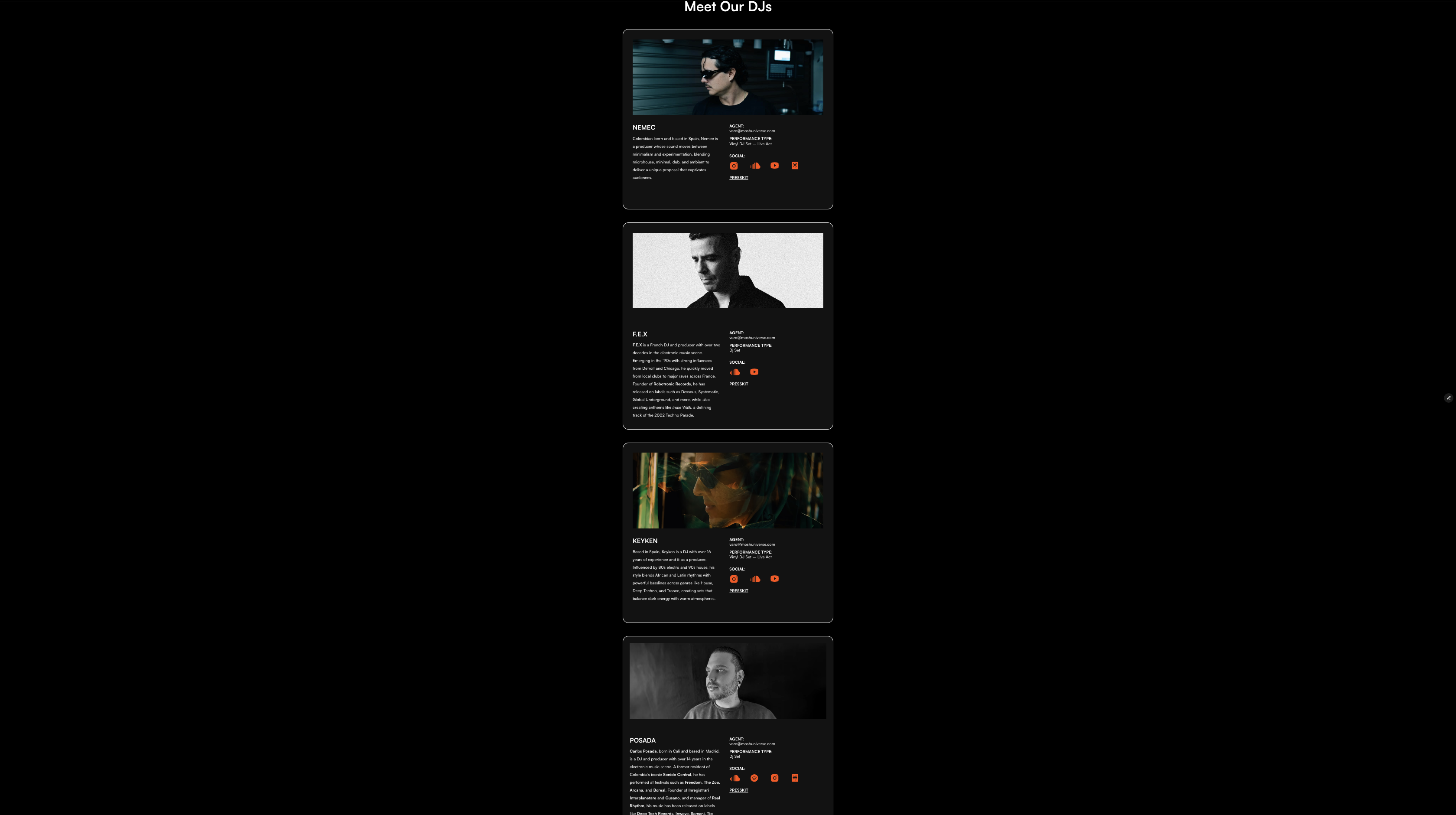 Web y presskits de artistas